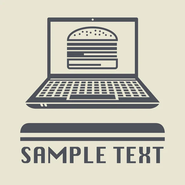 便携式计算机或笔记本计算机与快餐业图标 — 图库矢量图片