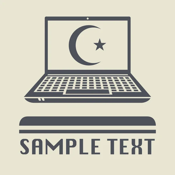 İslam simgesini veya işareti ile laptop ya da defter bilgisayar — Stok Vektör