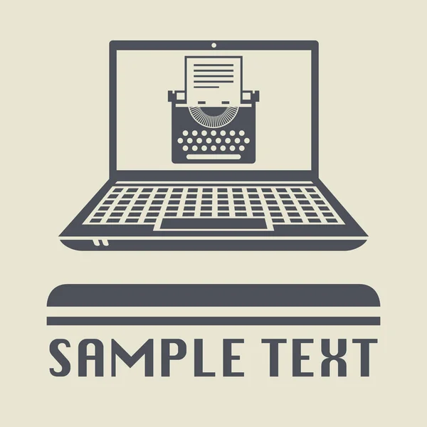 Computer portatile o notebook con icona della macchina da scrivere — Vettoriale Stock