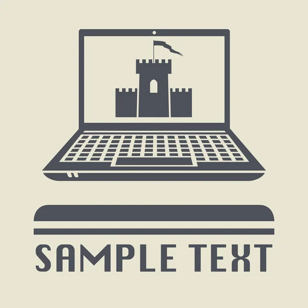 Laptop eller bärbar dator med slottet ikonen eller tecknet — Stock vektor
