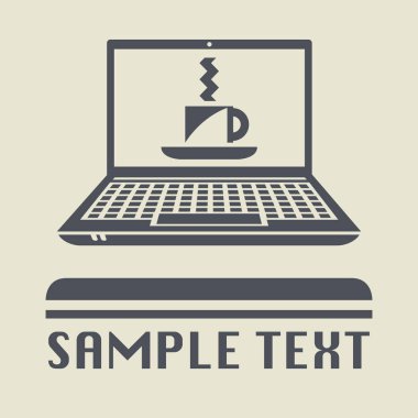 Kahve fincanı simge veya işareti laptop ya da defter bilgisayar