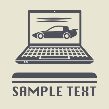 Laptop ya da defter bilgisayar yarış araba simgesini veya işareti ile