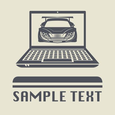 Laptop ya da defter bilgisayar yarış araba simgesini veya işareti ile