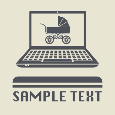 Bebek arabası simgeli laptop ya da defter bilgisayar