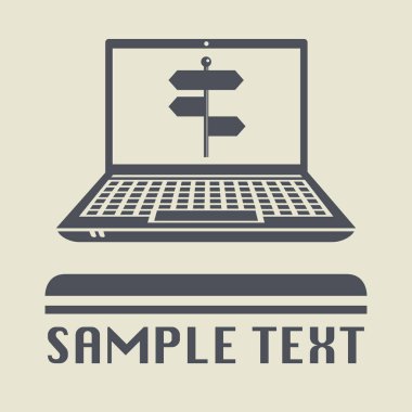 Laptop ya da defter bilgisayar tabelasını simgesini veya işareti ile