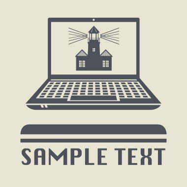 Deniz feneri simgesi veya işareti laptop ya da defter bilgisayar