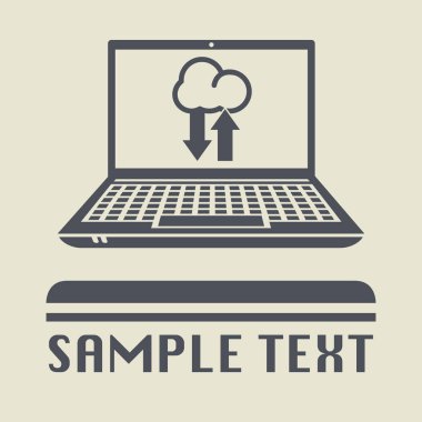 Laptop ya da defter bilgisayar simgesini hosting Cloud