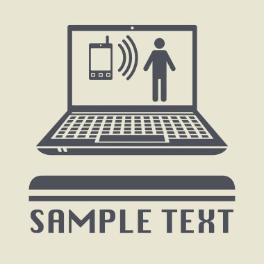 Laptop ya da defter bilgisayar ile iş arama simgesi