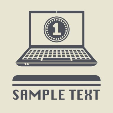 Laptop ya da defter bilgisayar sikke simge veya işareti ile