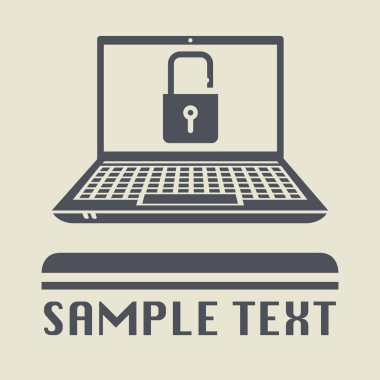 Laptop ya da defter bilgisayar ile açık kilit simgesi