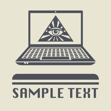 Laptop ya da defter bilgisayar ile Providence göz simgesi