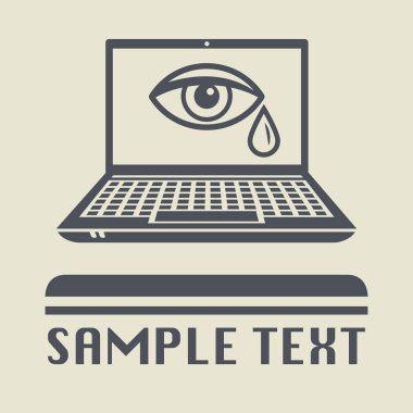 Göz ve gözyaşı simgesi olan laptop ya da defter bilgisayar