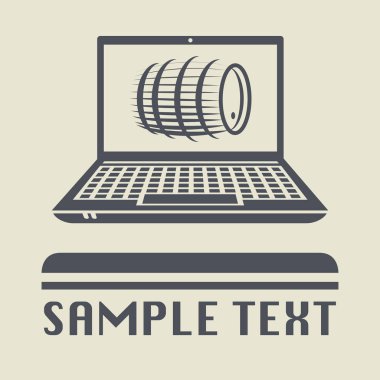 Laptop ya da defter bilgisayar varil simgesini veya işareti ile