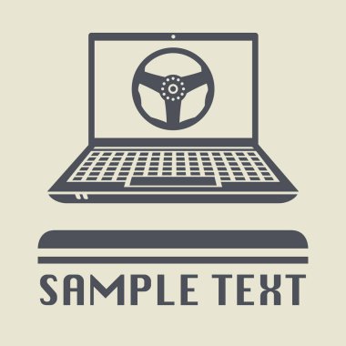 Laptop ya da defter bilgisayar ile direksiyon simgesi