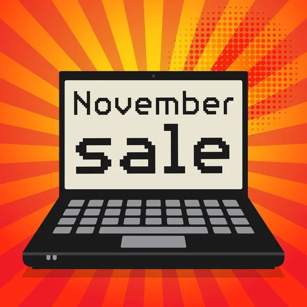 Počítač, obchodní koncept s textem listopadu prodej — Stockový vektor