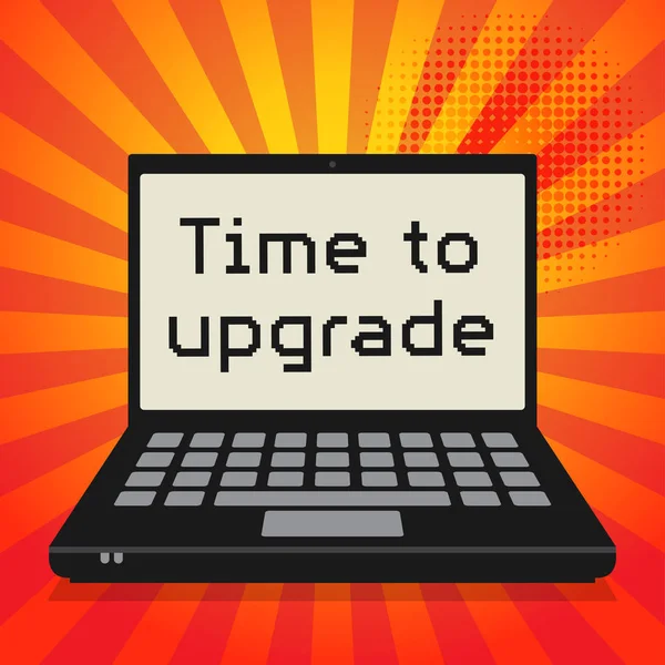 Computer, businessconcept met tekst tijd om te upgraden — Stockvector