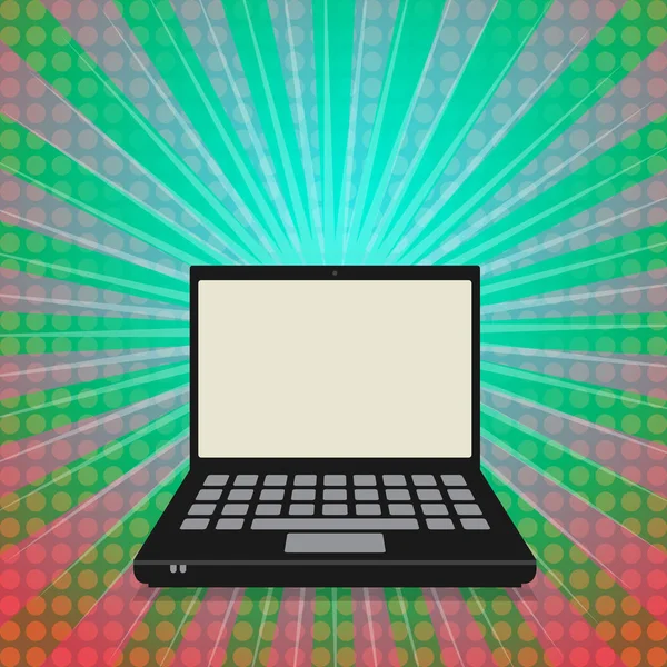 Dizüstü bilgisayar ile boş perde renk arka plan üzerinde