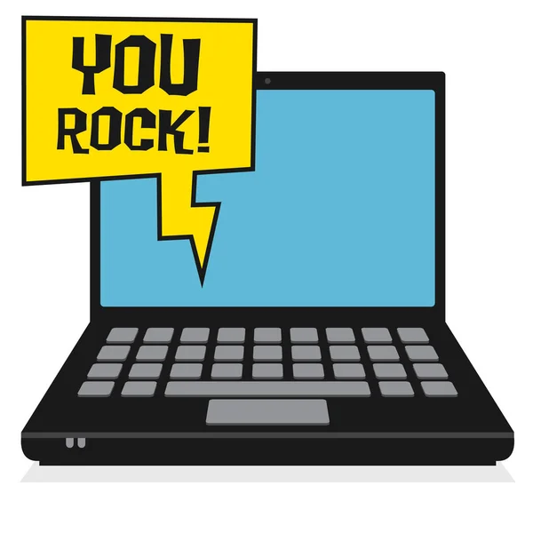 Computer portatile o notebook, concetto di business con testo You Rock — Vettoriale Stock