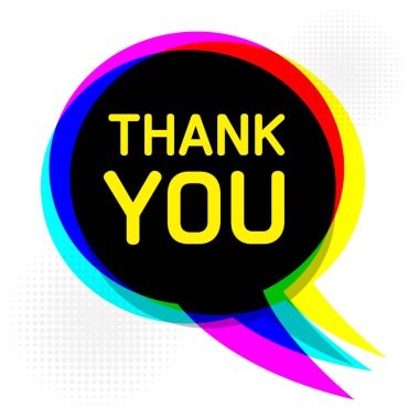 Pop-Art stil, iş kavramı ile metin teşekkür konuşma balonu