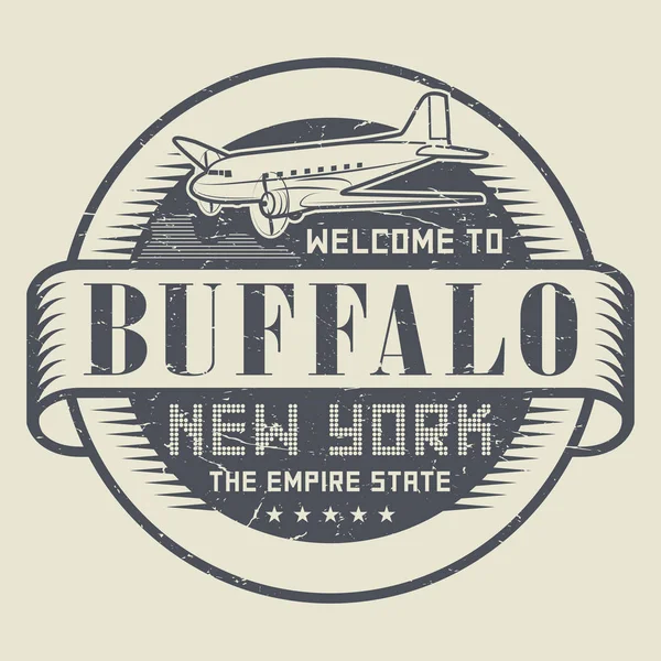 Grunge razítko nebo značky s textem Vítejte v Buffalu, New Yor — Stockový vektor