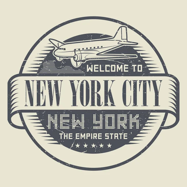 Timbre ou étiquette avec texte Bienvenue à New York, New York — Image vectorielle