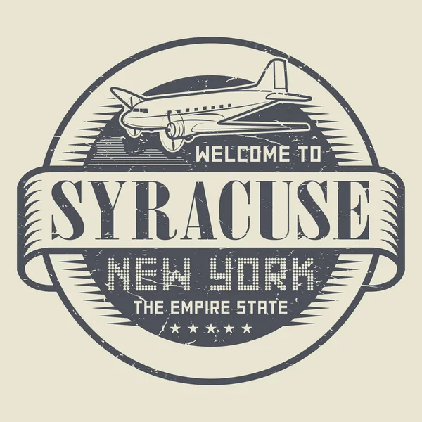 Grunge gumibélyegző vagy szöveg Üdvözöljük Syracuse, új Yo címke — Stock Vector