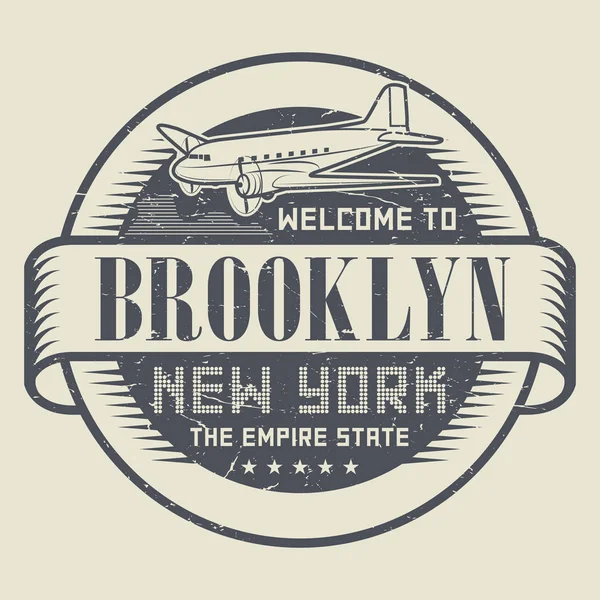 Grunge timbro di gomma o etichetta con testo Benvenuti a Brooklyn, New Yo — Vettoriale Stock