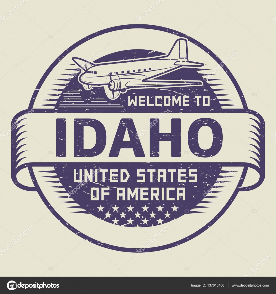Witamy W Stempel Idaho Stany Zjednoczone Grafika Wektorowa C Fla