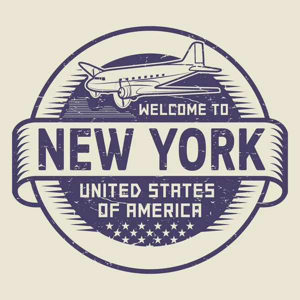 Σφραγίδα Καλώς ήρθατε στη Νέα Υόρκη, Ηνωμένες Πολιτείες της Αμερικής — Διανυσματικό Αρχείο
