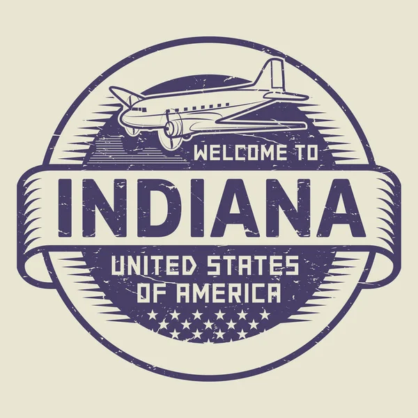 Razítka Vítejte Indiana, Spojené státy — Stockový vektor