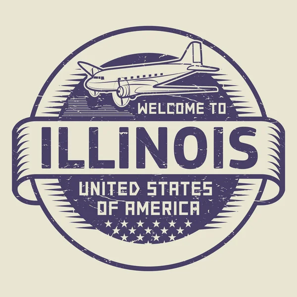 Timbre Bienvenue à Illinois, États-Unis — Image vectorielle