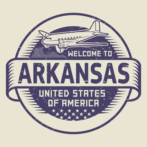 Benvenuto di francobolli a Arkansas, Stati Uniti — Vettoriale Stock