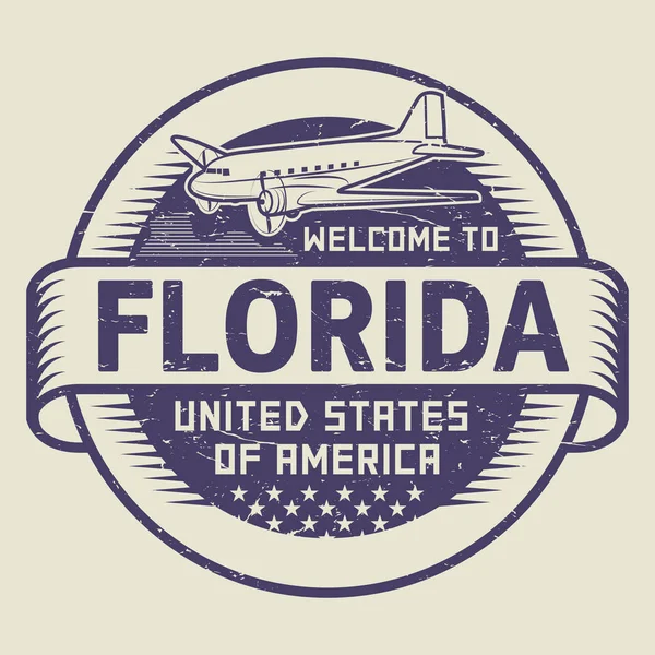 Damga hoş geldiniz Florida, Amerika Birleşik Devletleri — Stok Vektör
