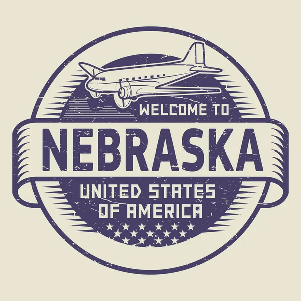 Timbre Bienvenue au Nebraska, États-Unis — Image vectorielle