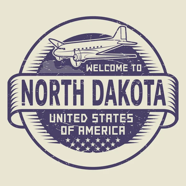 Stamp Welcome to North Dakota, United States — Stock Vector