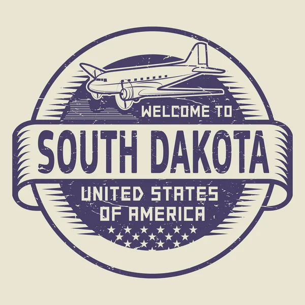 Damga hoş geldiniz Güney Dakota, Amerika Birleşik Devletleri — Stok Vektör