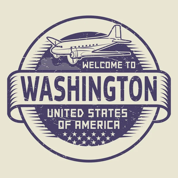 Briefmarke willkommen in Washington, Vereinigte Staaten — Stockvektor