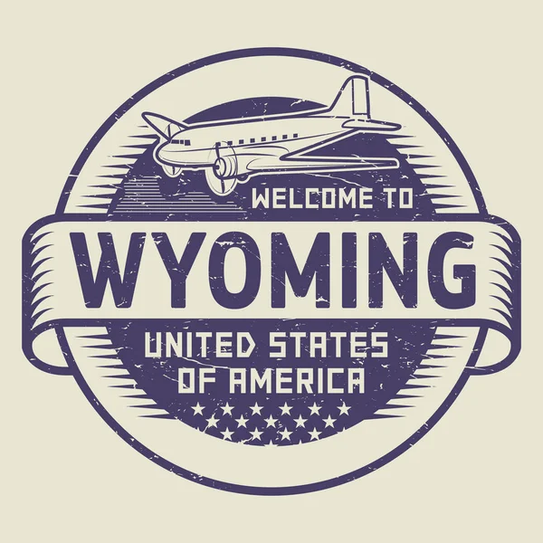 Benvenuto di francobolli a Wyoming, Stati Uniti — Vettoriale Stock
