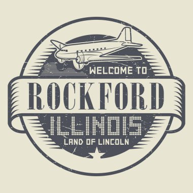 Stamp or tag with text Welcome to Rockford, Illinois clipart