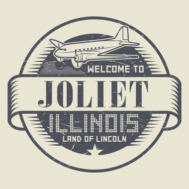 Pul ya da etiket metin Joliet, Illinois hoş geldiniz