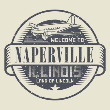 Stamp or tag with text Welcome to Naperville, Illinois clipart