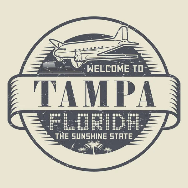 Selo ou etiqueta com texto Bem-vindo a Tampa, Florida — Vetor de Stock