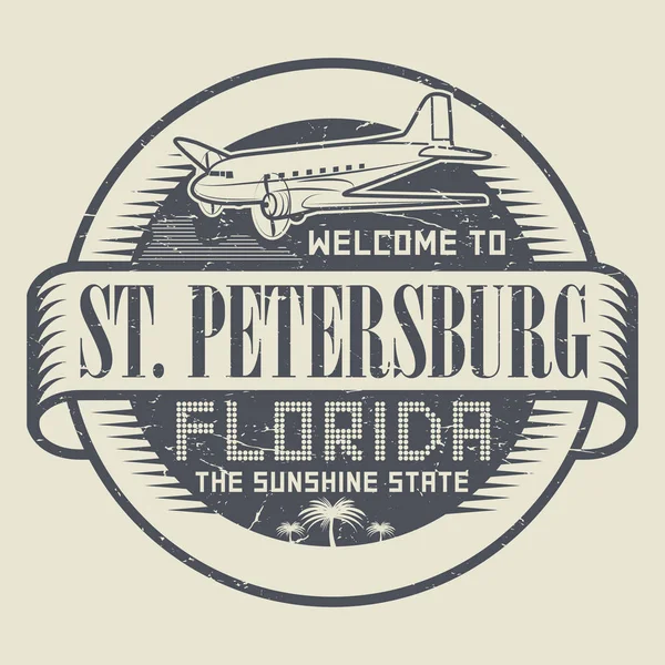 Timbre ou étiquette avec texte Bienvenue à St. Petersburg, Florida — Image vectorielle