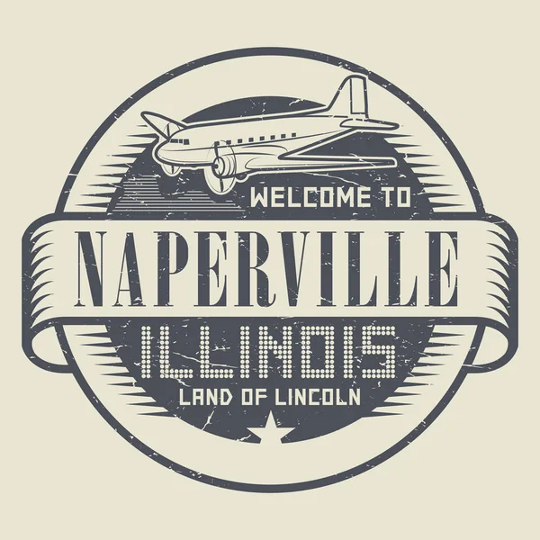 Sello o etiqueta con texto Bienvenido a Naperville, Illinois — Vector de stock