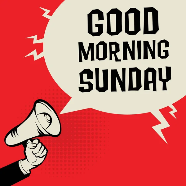 Ręki megafon, biznes koncepcja tekst Good niedziela rano — Wektor stockowy