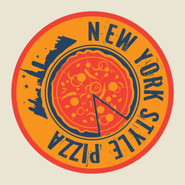 Vintage Pizza stamp or tag with text New York Style Pizza — Stock Vector