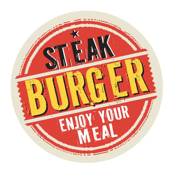 Stempel oder Etikett mit Text Steak Burger — Stockvektor