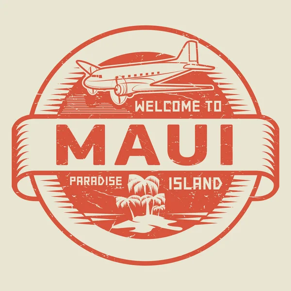 Stamp with the text Welcome to Maui, Paradise island — Stock Vector