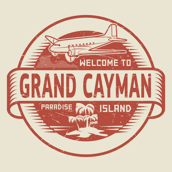 Razítka s textem Vítejte na Grand Cayman, Paradise island — Stockový vektor