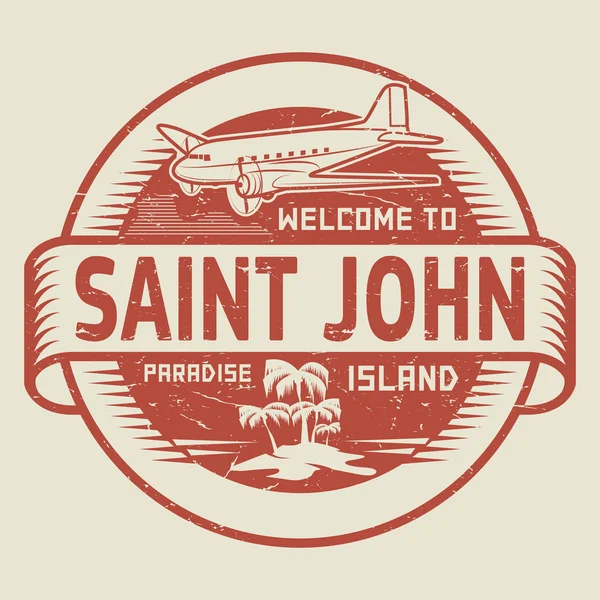 Stamp with the text Welcome to Saint John, Paradise island — Stock Vector